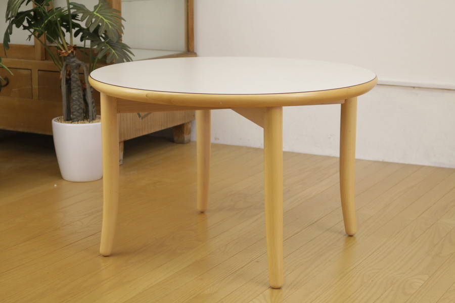 新作NEWローテーブル ちゃぶ台 白丸天板 キッズテーブル 木製家具 座卓、ちゃぶ台