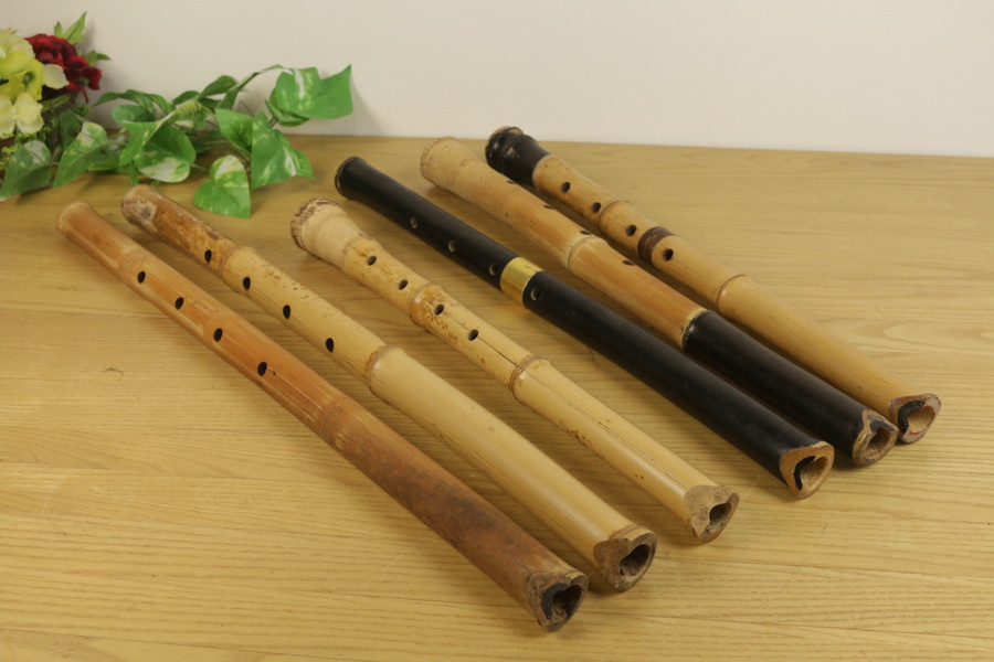 特典進呈尺八６点セット 笛 和器 竹製　割れあり ジャンク 本体